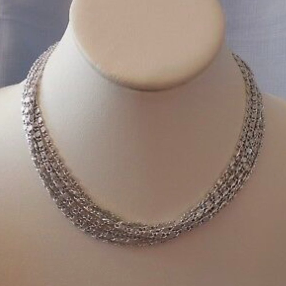 Sarah Coventry "Silvery Cascade" Vintage Multi Chain Necklace